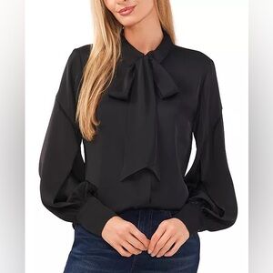 CeCe Black Bow Tie Blouse
